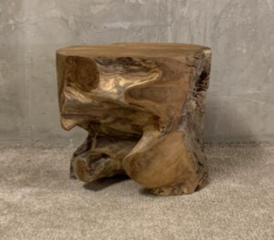 Teak Root Cylinder Side Table